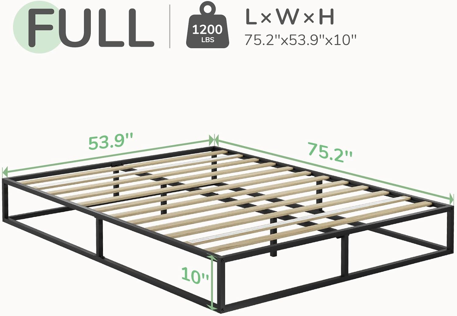 Novilla Ful Size Bed Frame, Metal Platform Bed Frame, Sturdy Metal Bed Frame, Wood Slats Support, No Box Spring Needed, Durable and Safe, Easy Assembly, Black