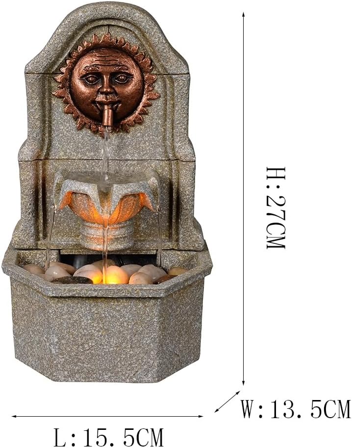 Tabletop Fountain Sun Desktop Fountain Resin Running Water Ornaments Circulating Water Small Vintage Fountain Home Decoration Home Fountain
