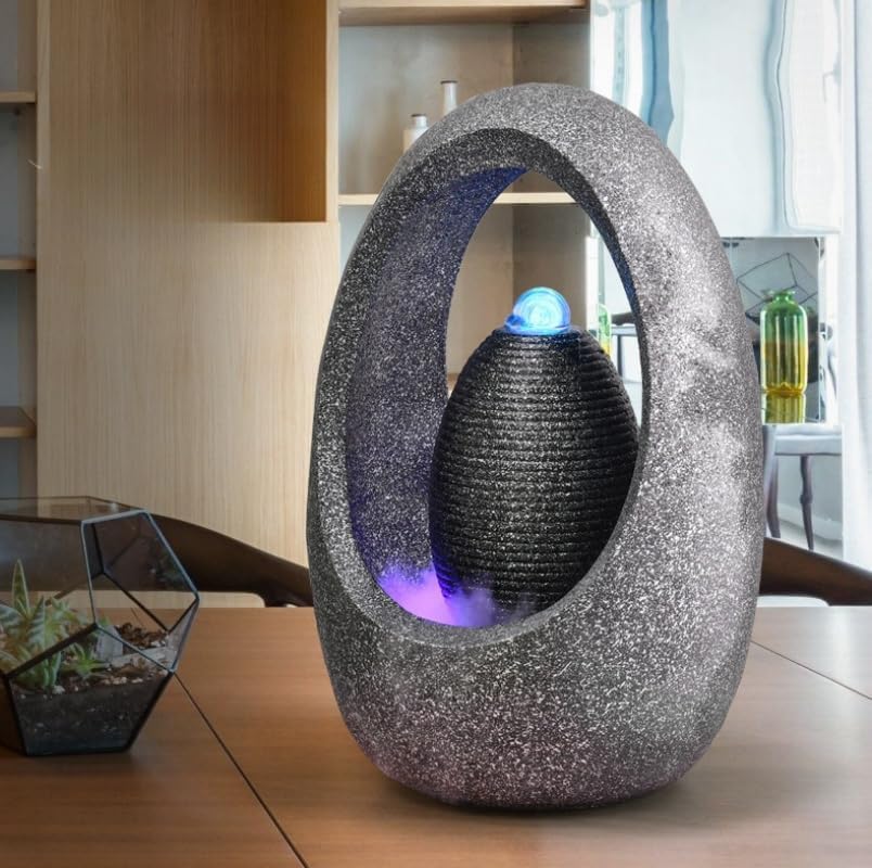 Tabletop Water Fountain Indoor - Water Fountain Decor for Meditation, Relaxation for Yoga, Study, Tea, Living Room, Office, Beauty Club Decor (Medium)
