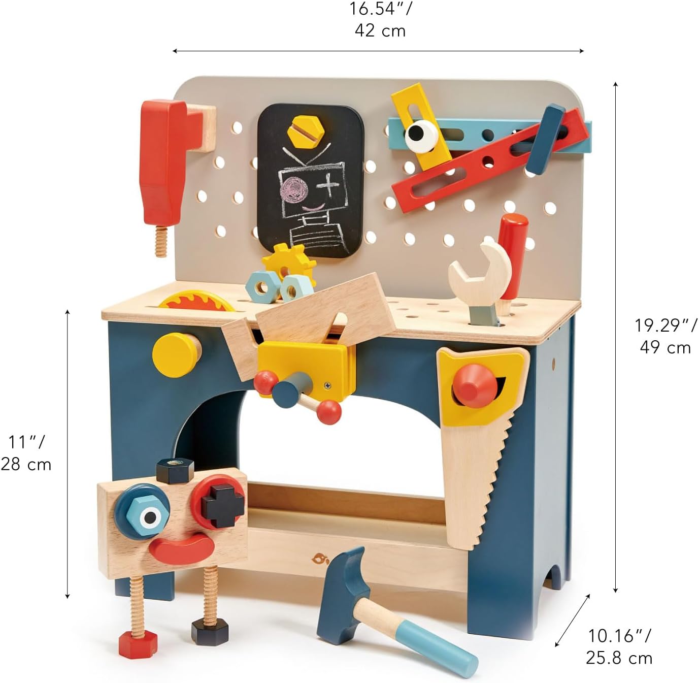 Tender Leaf Toys - Tabletop Tool Bench - Construction Building Play Set for Kids - Encouraging Logical Thinking, Inspire Imaginative Play and Pretend Play for Age 3+