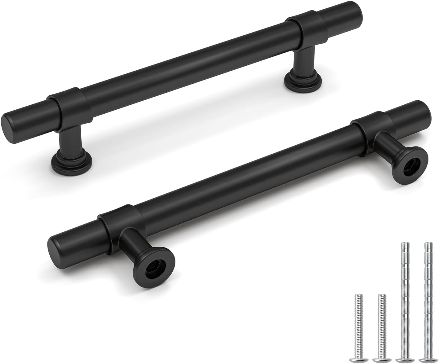 Goldenwarm Black Cabinet Pulls 3 3/4 inch Matte Black Drawer Pulls - 50 Pack LST18BK96 Kitchen Cabinet Hardware Modern Rustic Door Handles T Bar Drawer Hardware for Dresser