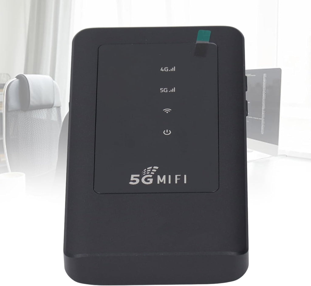Vikye Portable WiFi Hotspot, 5G WiFi6 2.77Gbps Mobile Router with Nano SIM Card Slot, for Travel Supports 16 Devices USB C Power, Black