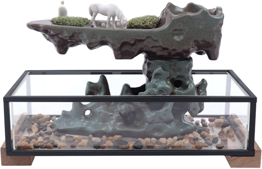 17' Aquarium Fish Tank Rock Statue Waterfall Indoor Fountains Humidifier with Water Pump, Circulating Water Waterscape Artificial Bonsai Home Office Decor or Festival Birthday Surprise