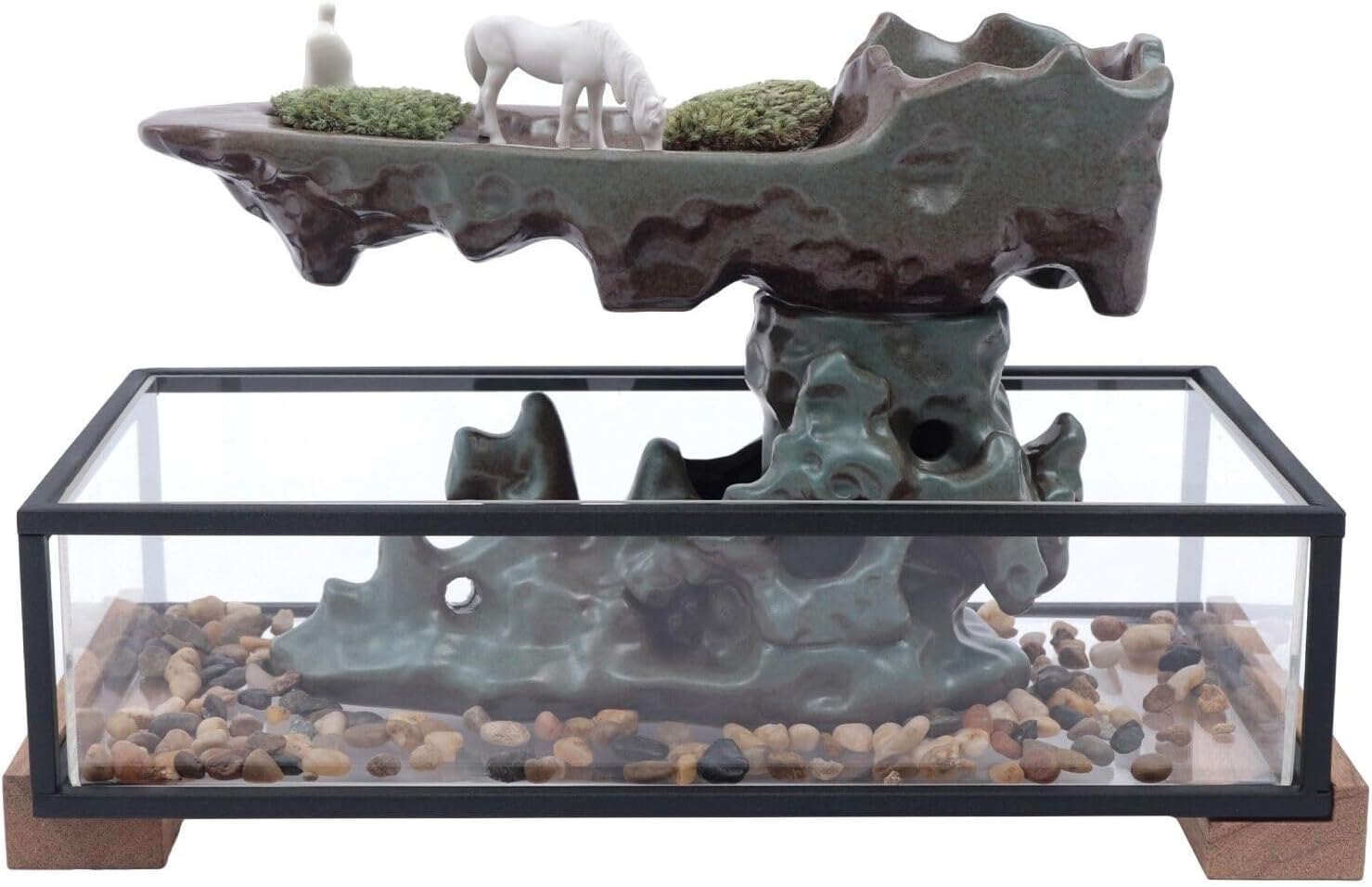 17' Aquarium Fish Tank Rock Statue Waterfall Indoor Fountains Humidifier with Water Pump, Circulating Water Waterscape Artificial Bonsai Home Office Decor or Festival Birthday Surprise