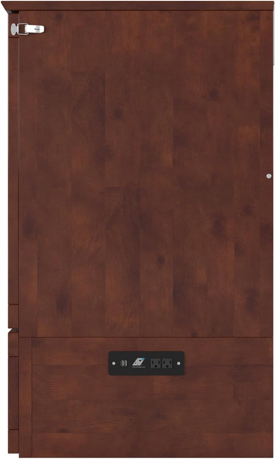 AFI, Southampton Murphy Bed Chest Queen with 6' Mattress, Storage Drawer & Built-in USB Charger, Walnut