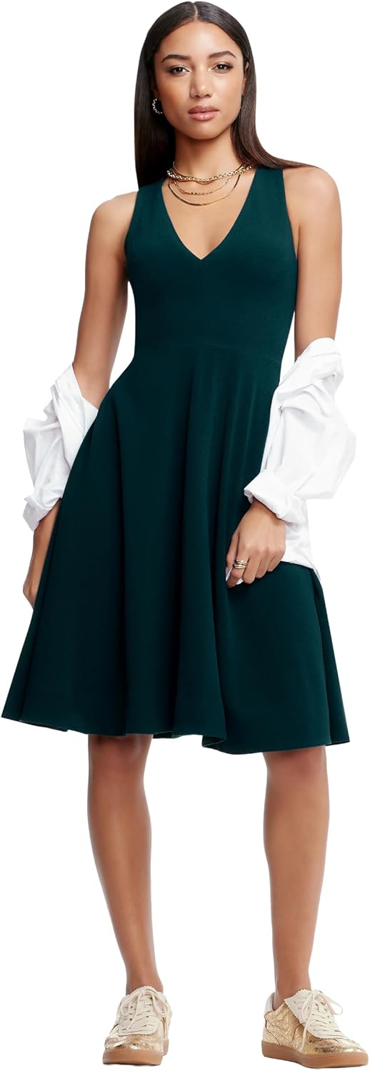 Dress the Population Women's Catalina Solid Sleeveless Fit & Flare Midi Dress