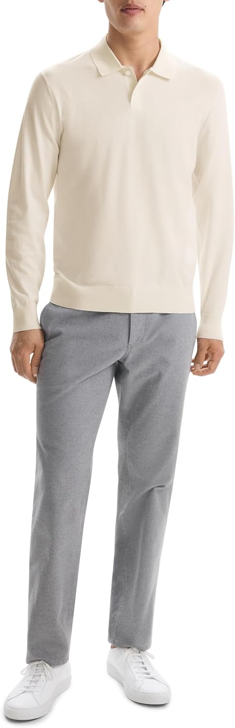 Theory Men's Goris Polo Long Sleeve in Light Bilen