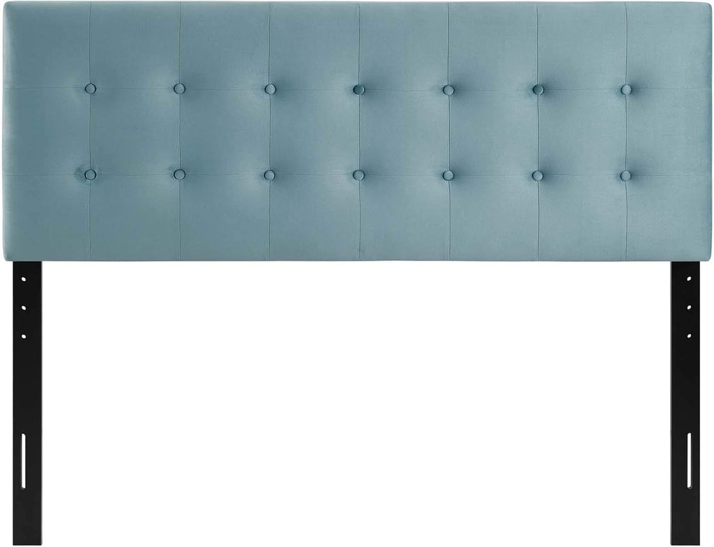 Modway Emily Queen Biscuit Tufted Performance Velvet Headboard, Light Blue
