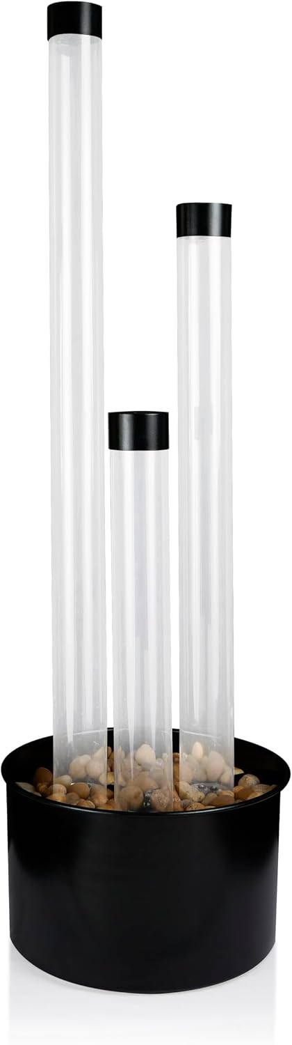 Alpine Corporation MLT166BK 54' 3 Tier Acrylic Bubble Fountain with Remote Control and 16-Color LED Lights, Decorative Water Feature for Indoor/Outdoor Us, Black
