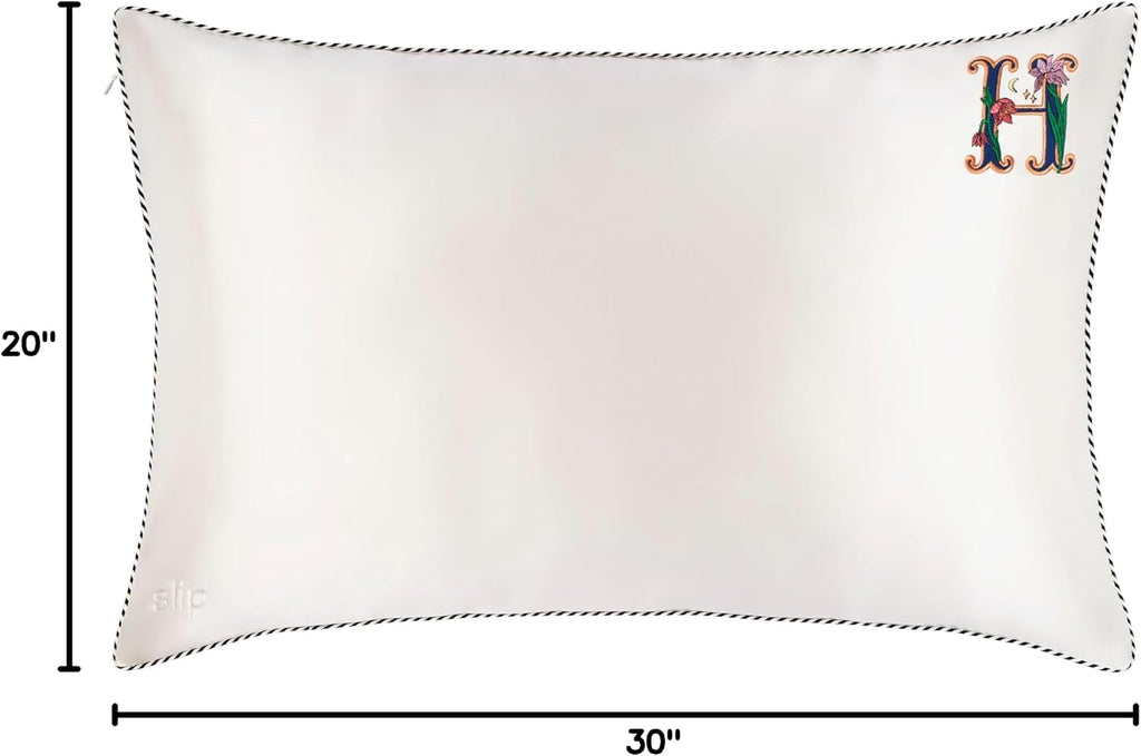 slip The Original Queen Pure Silk Pillow Case - 100% Pure 22 Momme Mulberry Silk - Queen Standard Size - Anti-Aging, Anti-BedHead, Anti-Sleep Crease, Initial Collection: Letter H (20' x 30')