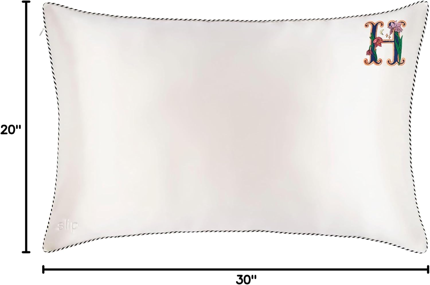 slip The Original Queen Pure Silk Pillow Case - 100% Pure 22 Momme Mulberry Silk - Queen Standard Size - Anti-Aging, Anti-BedHead, Anti-Sleep Crease, Initial Collection: Letter H (20' x 30')