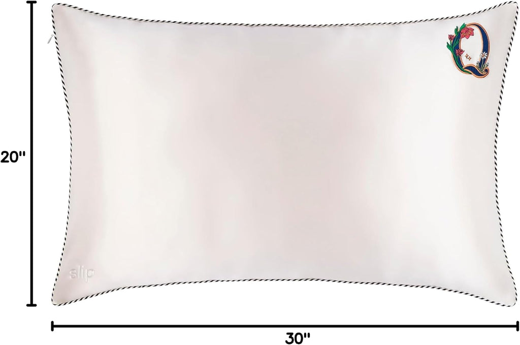 slip The Original Queen Pure Silk Pillow Case - 100% Pure 22 Momme Mulberry Silk - Queen Standard Size - Anti-Aging, Anti-BedHead, Anti-Sleep Crease, Initial Collection: Letter Q (20' x 30')