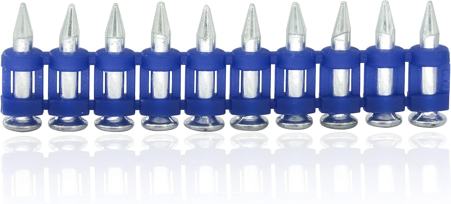 10 Boxes - KIMSING MTSD-19 12 Gauge 3/4 Inch X .109 Inch Smooth Shank Plastic Collated Concrete and Steel Drive Pin Mechanical Galvanized for Gas Power Concrete and Steel Nailer 1,000 PCS/Box
