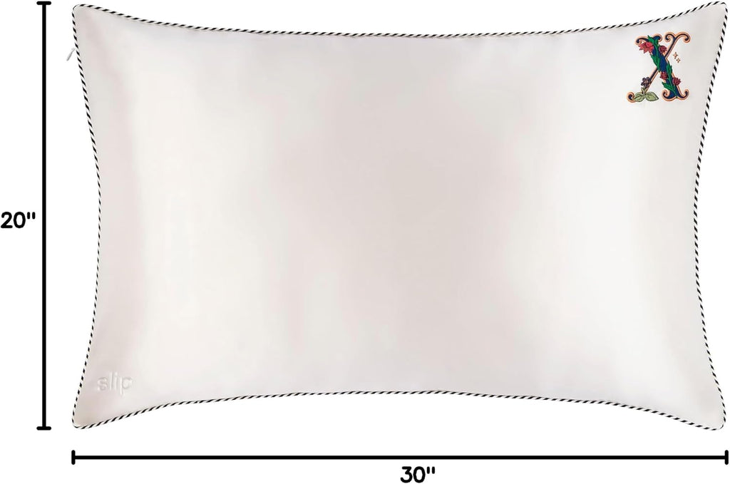 slip The Original Queen Pure Silk Pillow Case - 100% Pure 22 Momme Mulberry Silk - Queen Standard Size - Anti-Aging, Anti-BedHead, Anti-Sleep Crease, Initial Collection: Letter X (20' x 30')