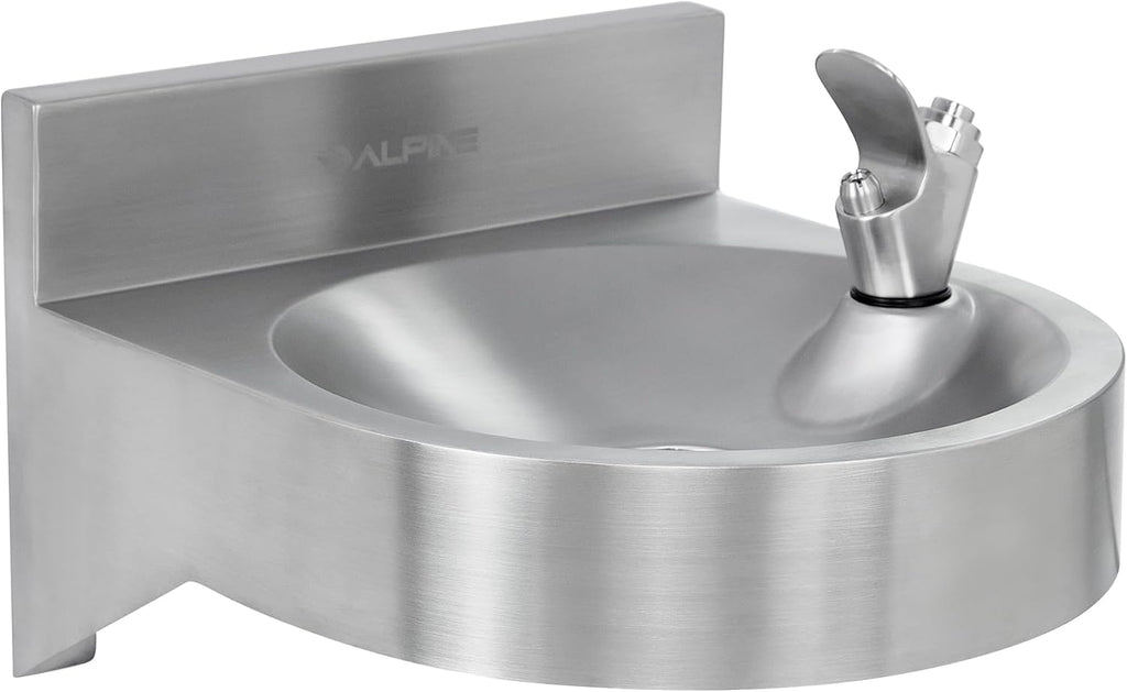 Alpine Water Drinking Fountain Wall Mounted - Commercial Hydration Station for Indoor & Outdoor in School, Parks, Courts & More (Stainless Steel)