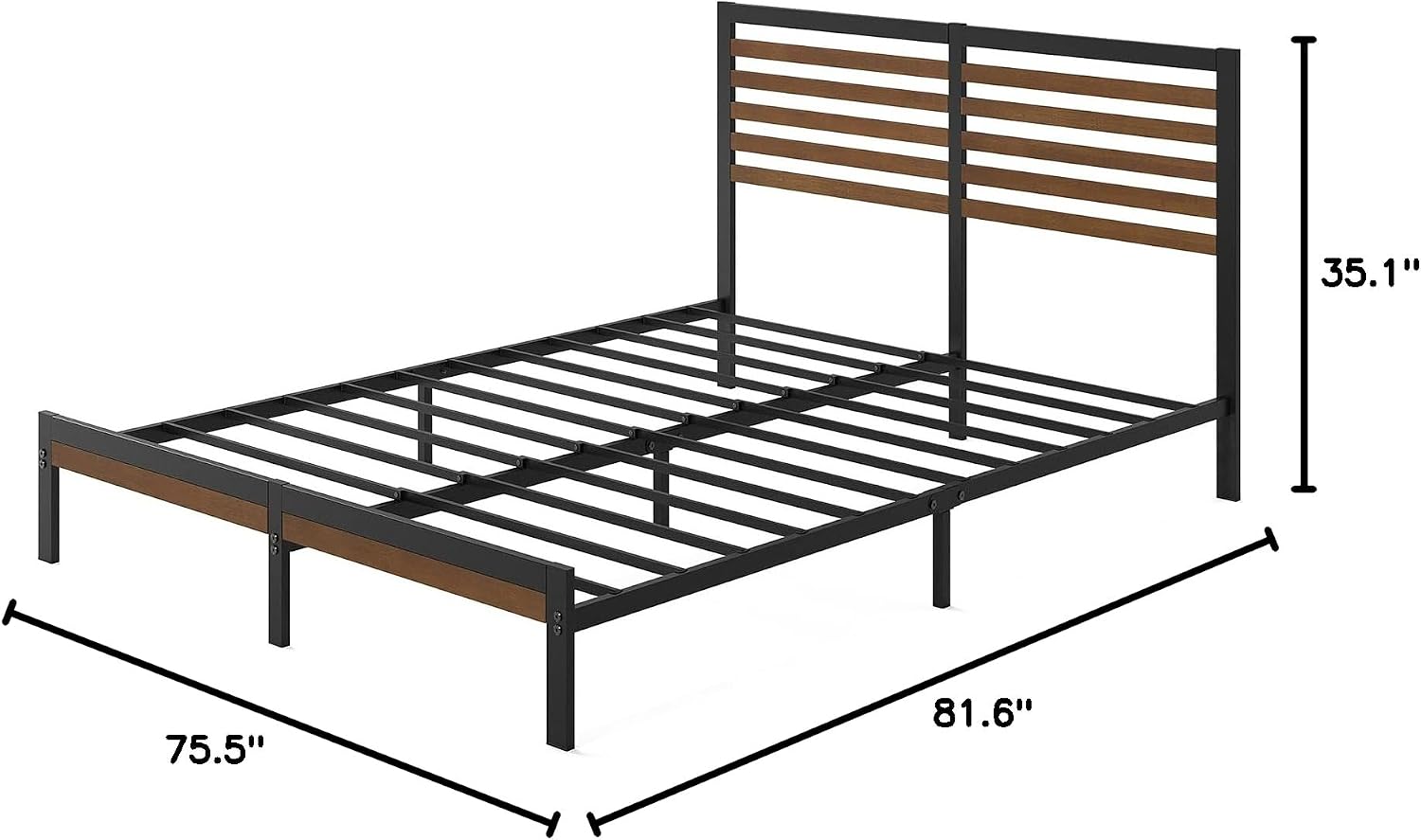 Zinus Kai Bamboo and Metal Platform Bed Frame with Headboard, No Box Spring Needed, Easy Assembly,King, Brown