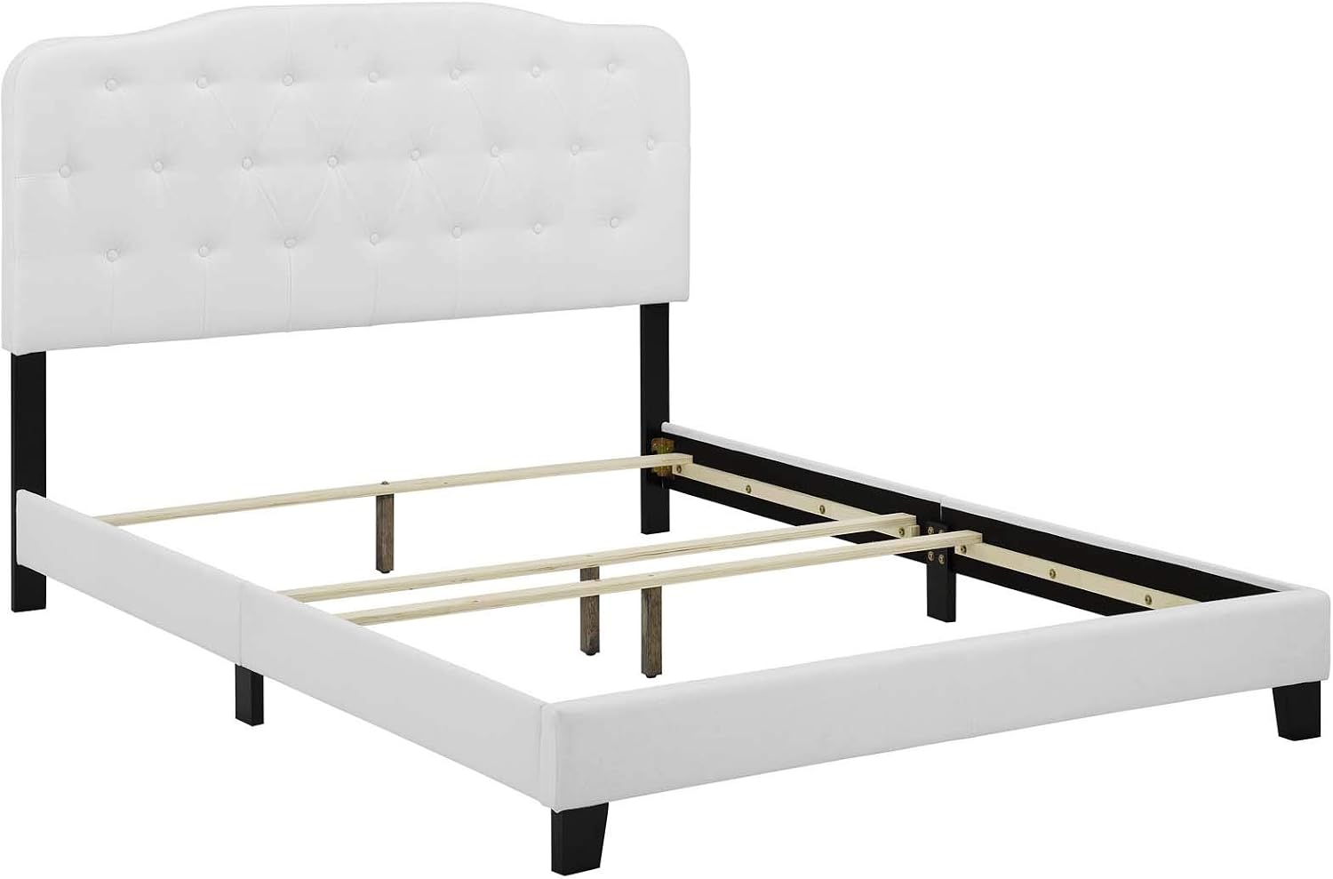 Modway Amelia Tufted Fabric Upholstered Queen Platform Bed in White