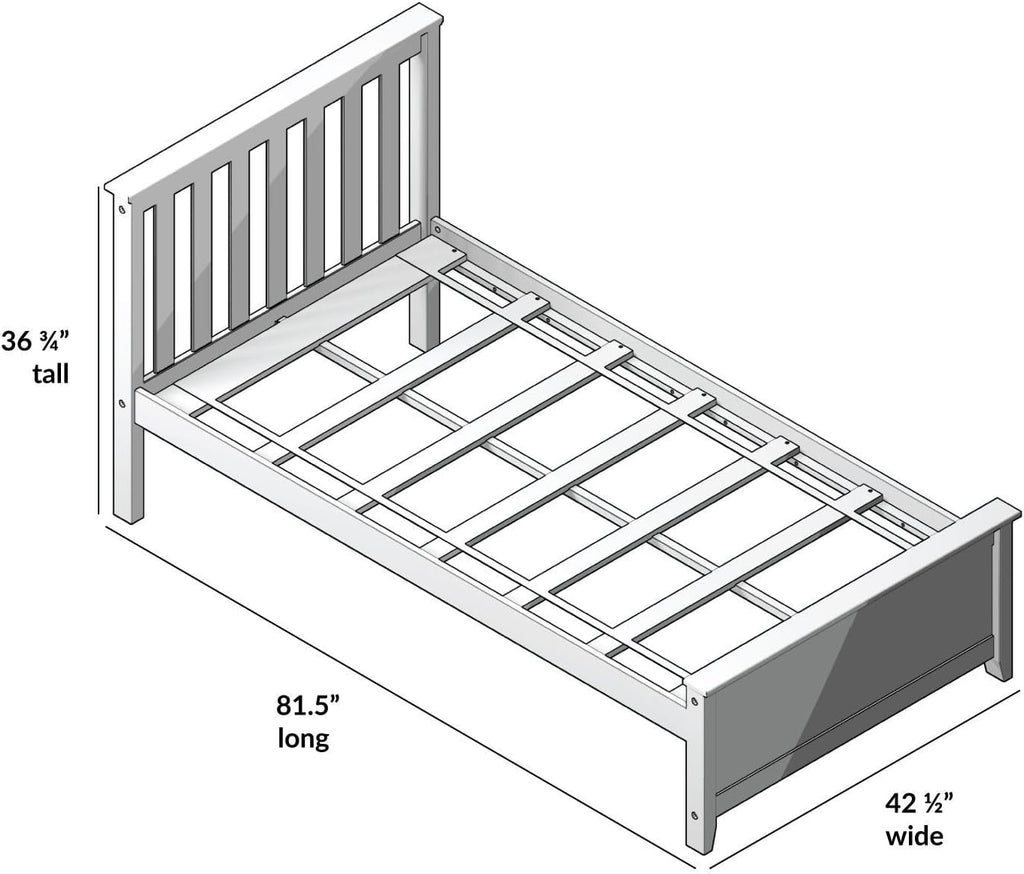 Plank+Beam Solid Wood Twin Bed Frame, Platform Bed with Headboard, Natural