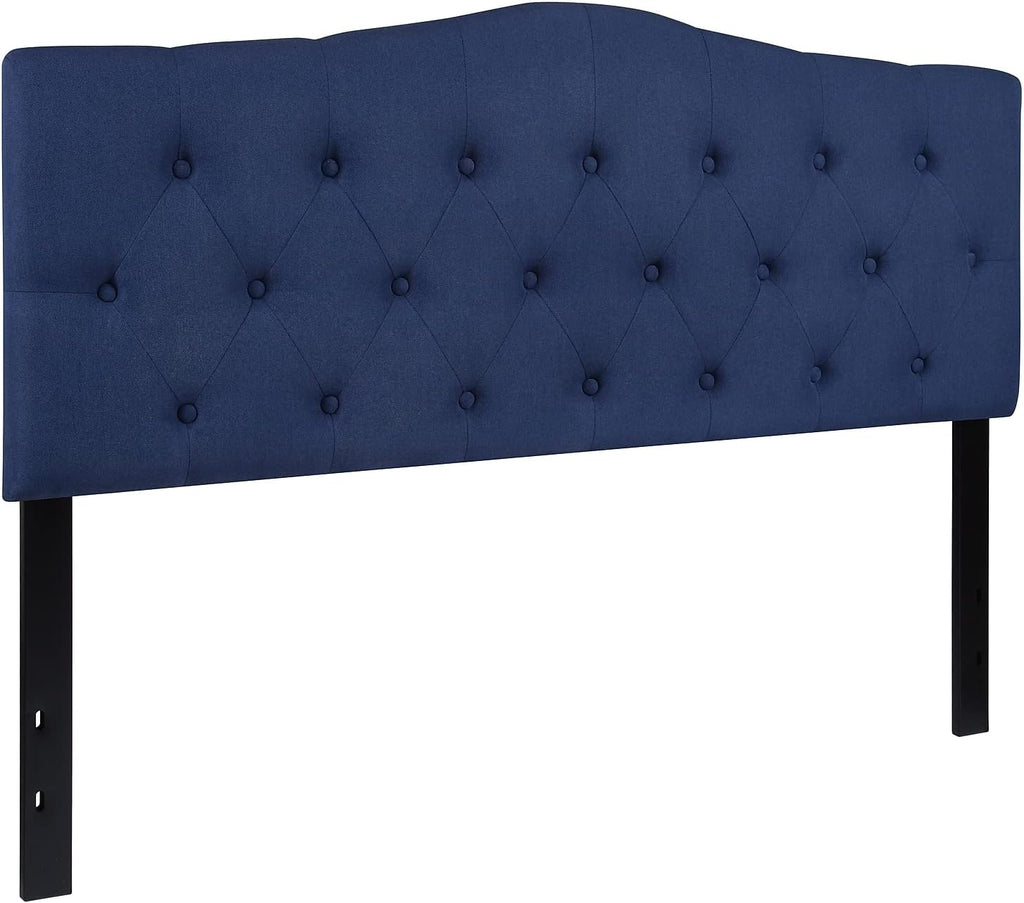 Flash Furniture Cambridge Button Tufted and Diamond Stitched Upholstered Queen Size Headboard in Navy Fabric