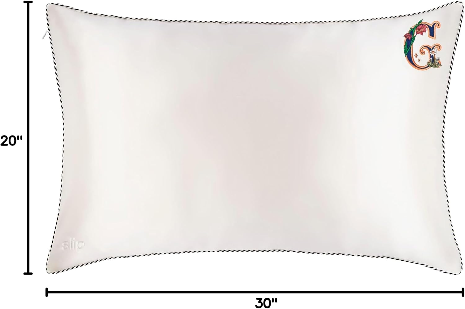slip The Original Queen Pure Silk Pillow Case - 100% Pure 22 Momme Mulberry Silk - Queen Standard Size - Anti-Aging, Anti-BedHead, Anti-Sleep Crease, Initial Collection: Letter G (20' x 30')