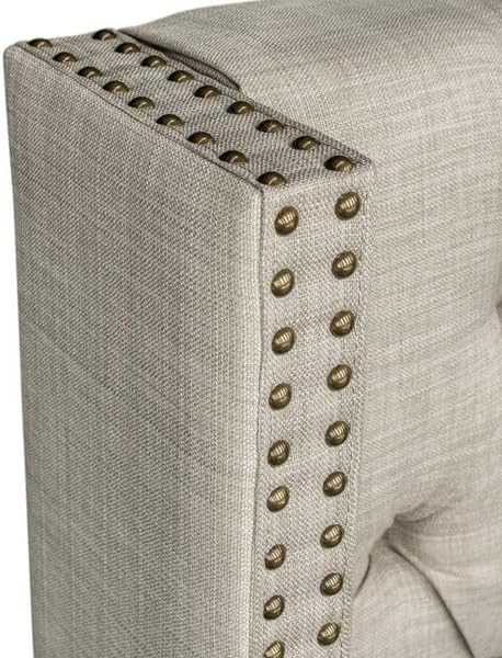 Madison Park Amelia Headboard-Wingback King Headboard, Upholstered Headboard for Adjustable Beds, Hand-Tufted Button Detail, Padded Fabric, Classic & Transitional Bedroom Style, Beige Woven
