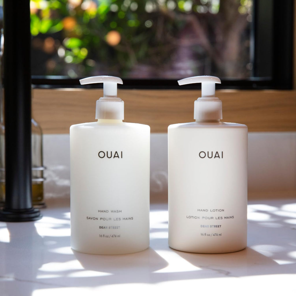 OUAI Healthy Hair & Hand Bundle - Fine Hair Shampoo, Conditioner, Hand Wash & Lotion - Hydrating Body Care Set (4 Count, 2x 10oz/2x 16oz)