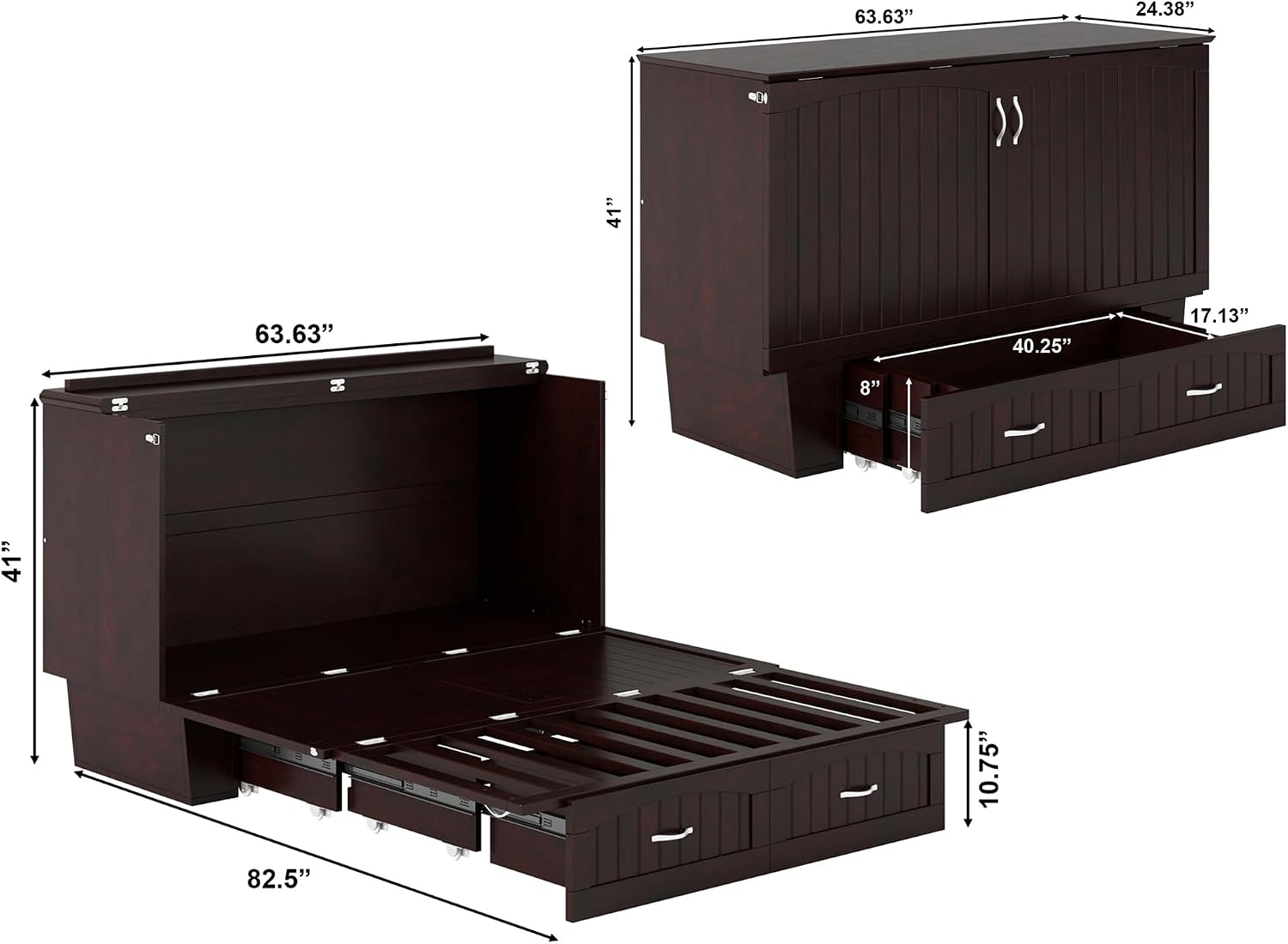 AFI Nantucket Murphy Bed Chest, Queen, Espresso