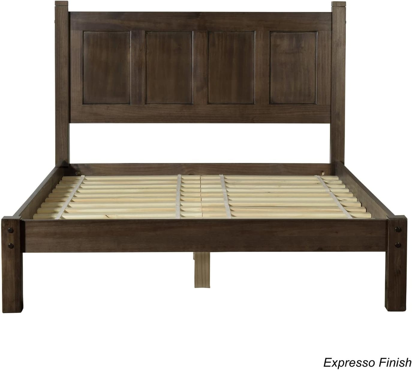 Grain Wood Furniture Shaker Solid Wood Panel Platform Bed, Full Size, Expresso