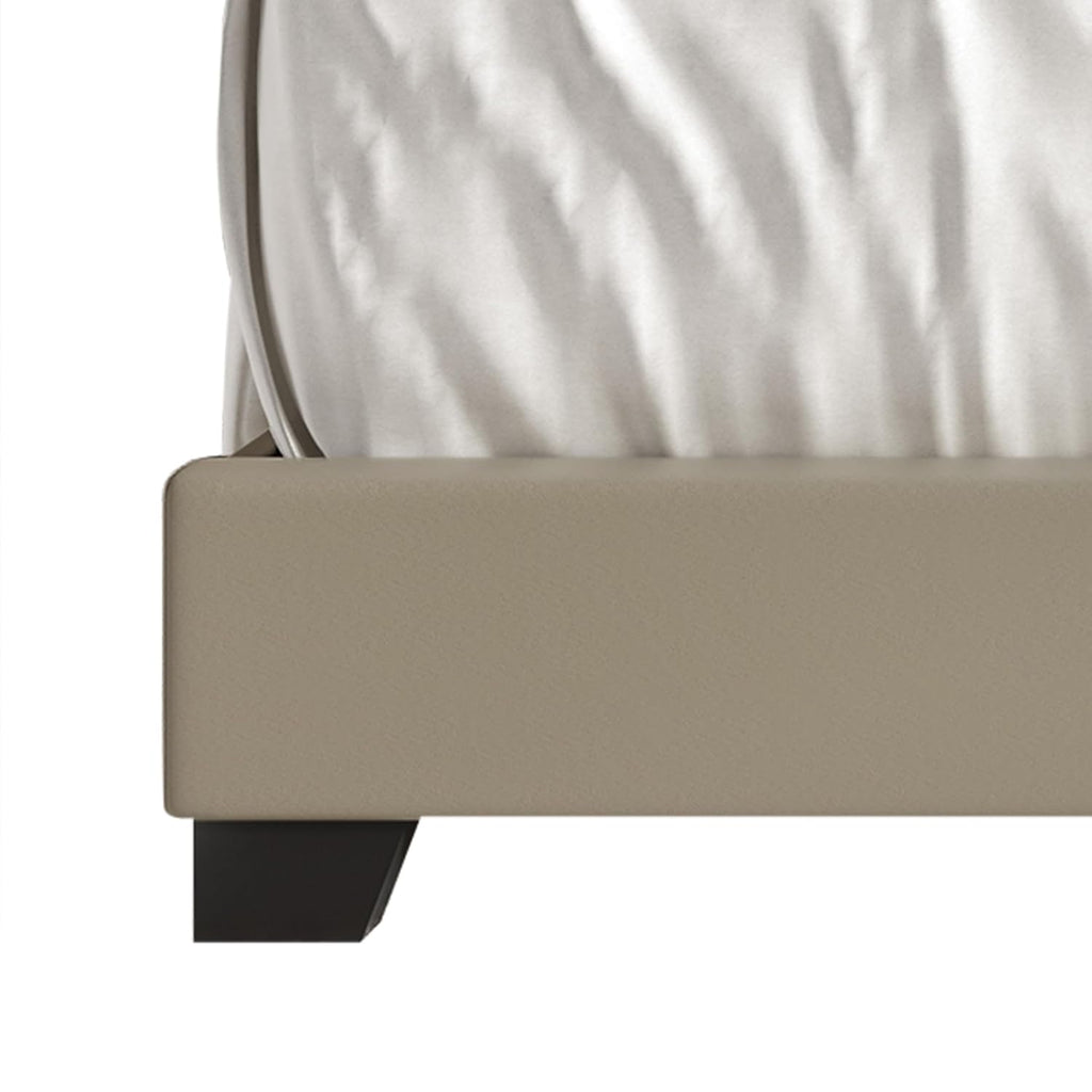 Queen Button Tufted Wingback Faux Leather Upholstered Bed, Gold