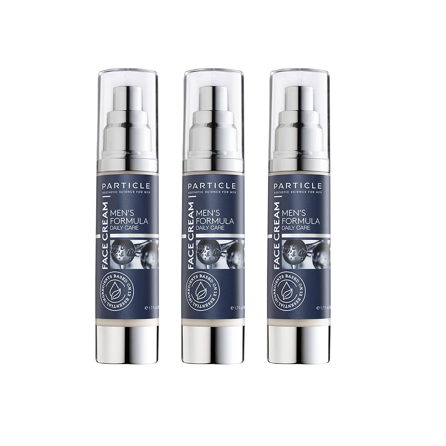 Particle 6 in 1 Face Cream for Men, Men's Daily Hydrating Moisturizer with Vitamin C, Jojoba Oil, Vitamin E & Hyaluronic Acid, Skin Care Routine, Healthy Skin Support, 1.7 FL OZ, Pack of 3