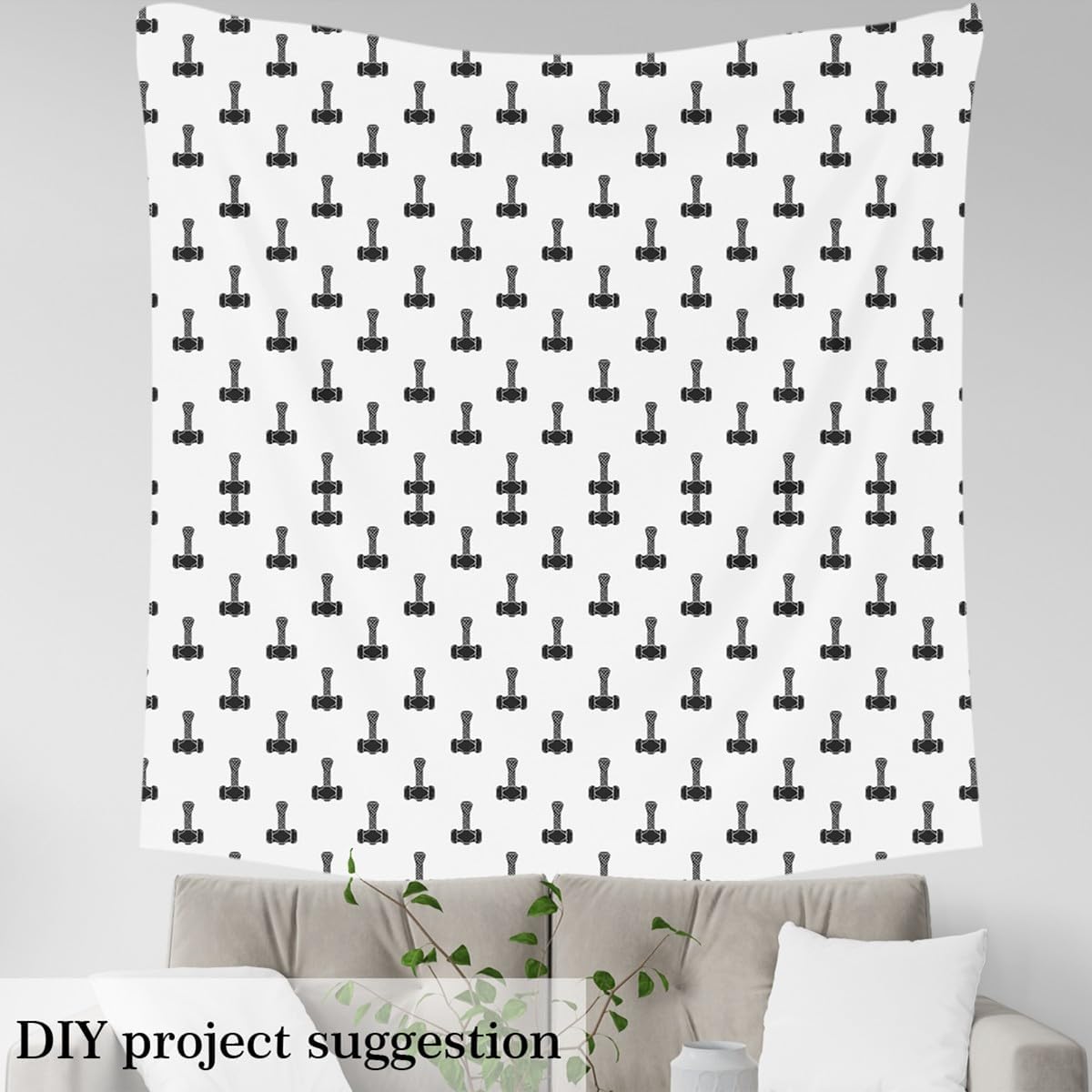 Erosebridal Flannel Fabric by The Yard Tool Abstract Hammer Soft Not Stretchy Fabric for Kids DIY Quilting Sewing Black White Geometric Simple Modern Craft Patchwork Upholstery Decor 10 Yards