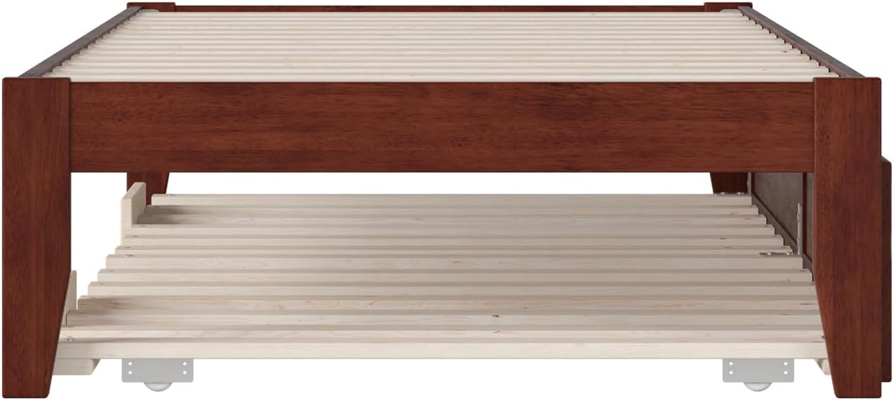 AFI Colorado Twin XL Size Platform Bed with Twin XL Trundle and Charging Station in Walnut