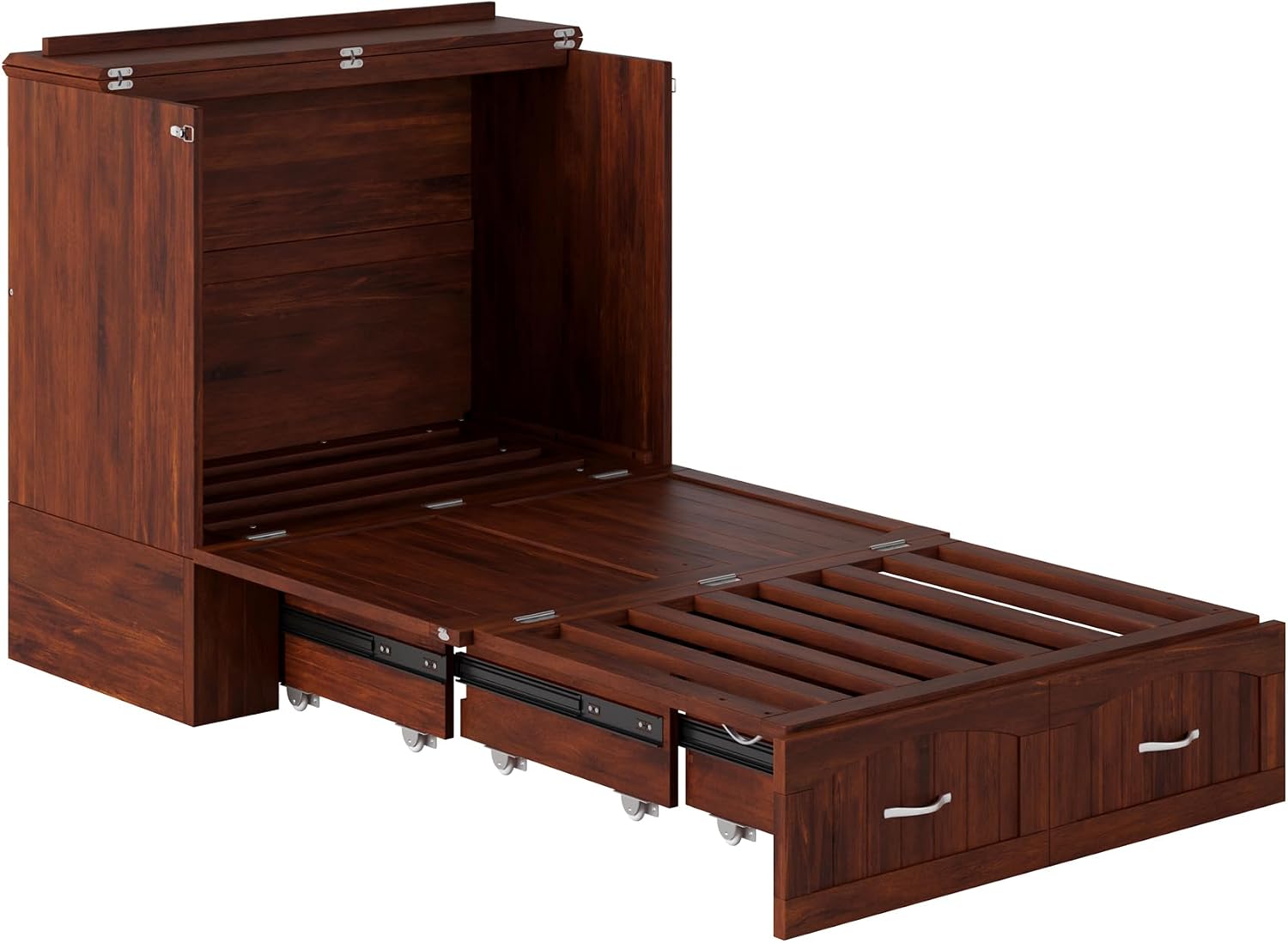 AFI, Southampton Murphy Bed Chest Twin XL with 6' Mattress, Storage Drawer & Built-in USB Charger, Walnut