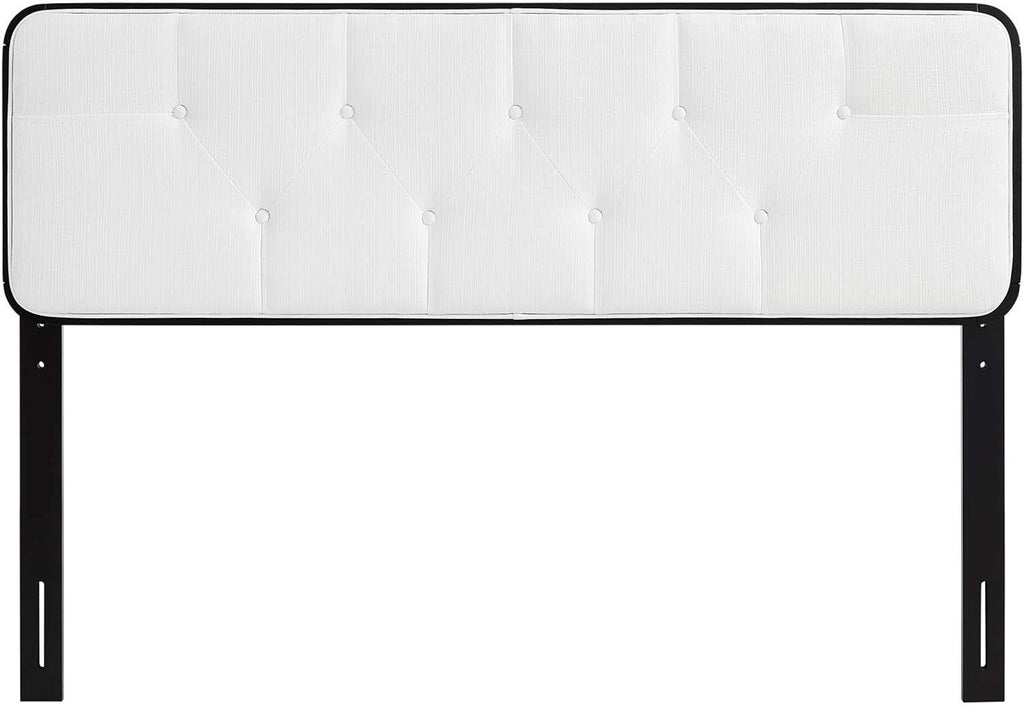 Modway MOD-6233-BLK-WHI Collins Tufted Full Fabric and Wood Headboard, Black White