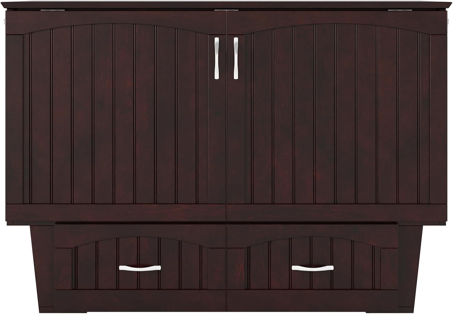 AFI, Nantucket Full Size Murphy Bed Chest with Mattress, Built-in Charging Station and Storage Drawer, Full, Espresso