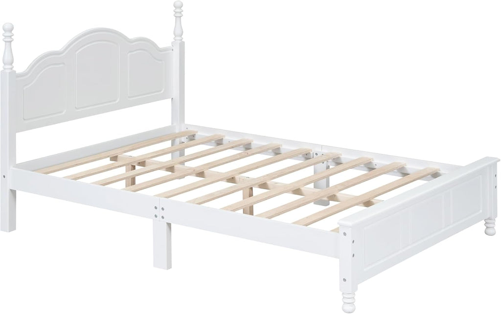 Merax 3 Pieces Modern Wood Bedroom Set with Full Size Platform Bed, 2 Nightstands with Drawers White