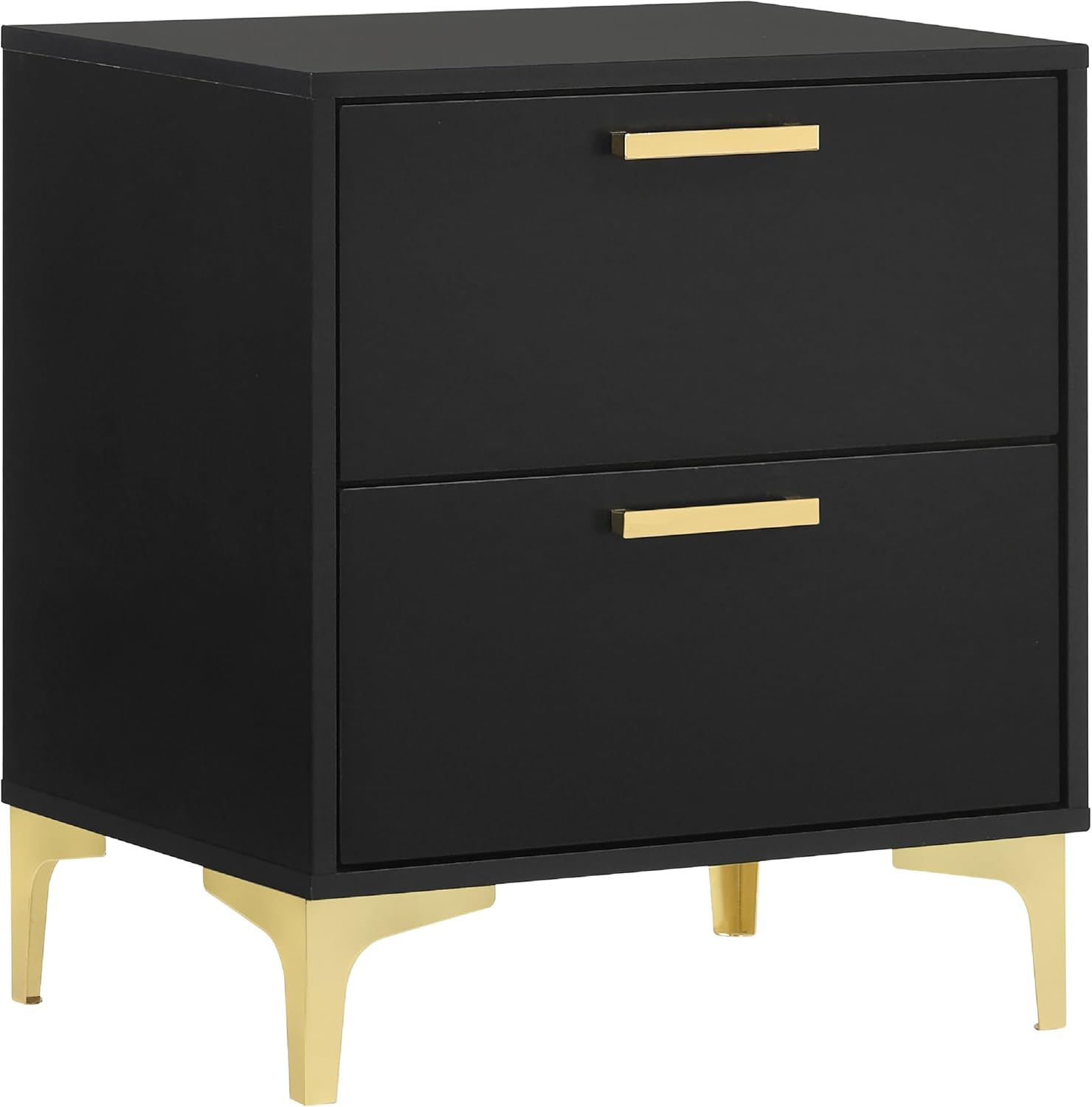 Benzara Dle 5 Piece Queen Bedroom Set, Tufted Black Velvet, Modern Gold Accent