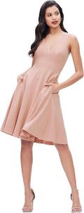 Dress the Population Women's Catalina Solid Sleeveless Fit & Flare Midi Dress