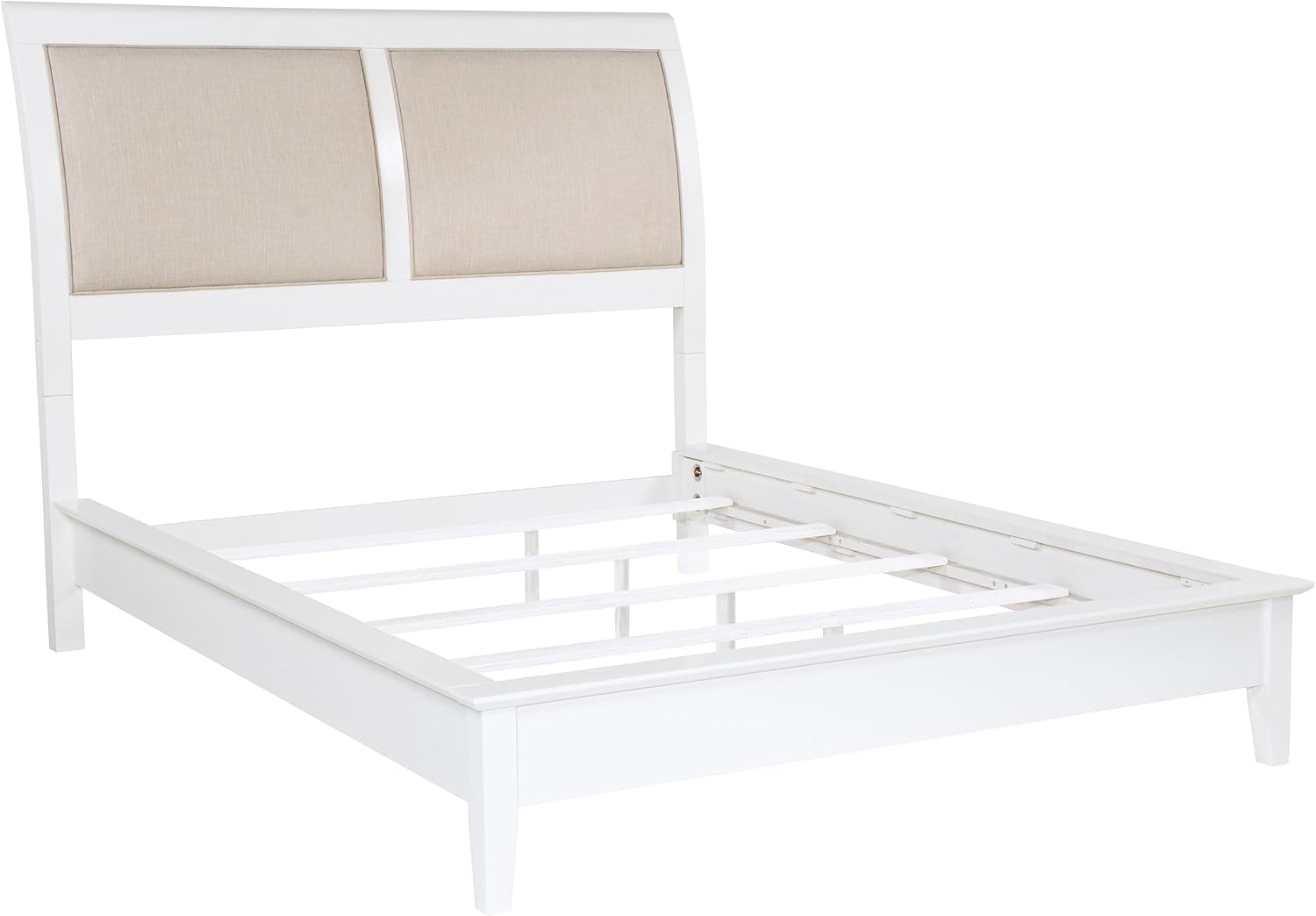 Coaster Home Furnishings Bexhill Farmhouse 4-Piece Bedroom Set Fabric Linen-Like Upholstered Queen Size Panel Bed Frame 56-inch Headboard White 223471Q-S4