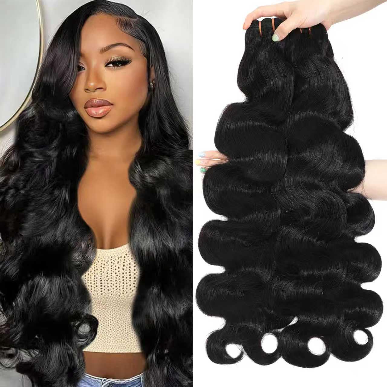 16A Raw Body Wave Bundles Human Hair 100% Human Hair Bundles,Triple Lifespan Virgin Remy Hair Extensions,Keep Texture Silky Soft After Multiple Washes (14 16 18 20 Inch)