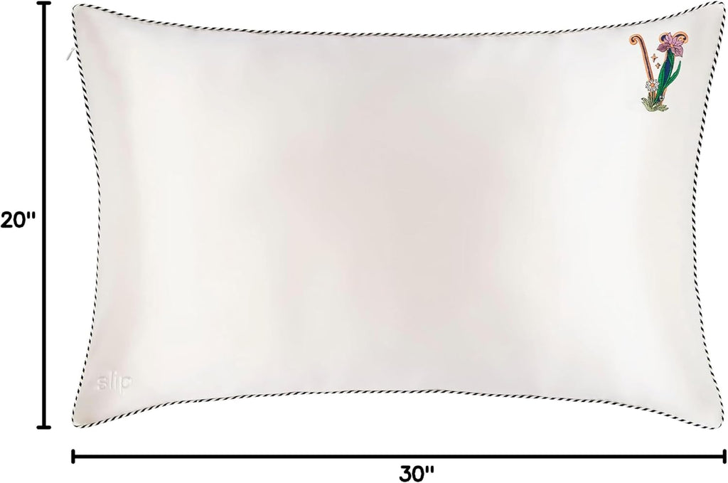 slip The Original Queen Pure Silk Pillow Case - 100% Pure 22 Momme Mulberry Silk - Queen Standard Size - Anti-Aging, Anti-BedHead, Anti-Sleep Crease, Initial Collection: Letter V (20' x 30')