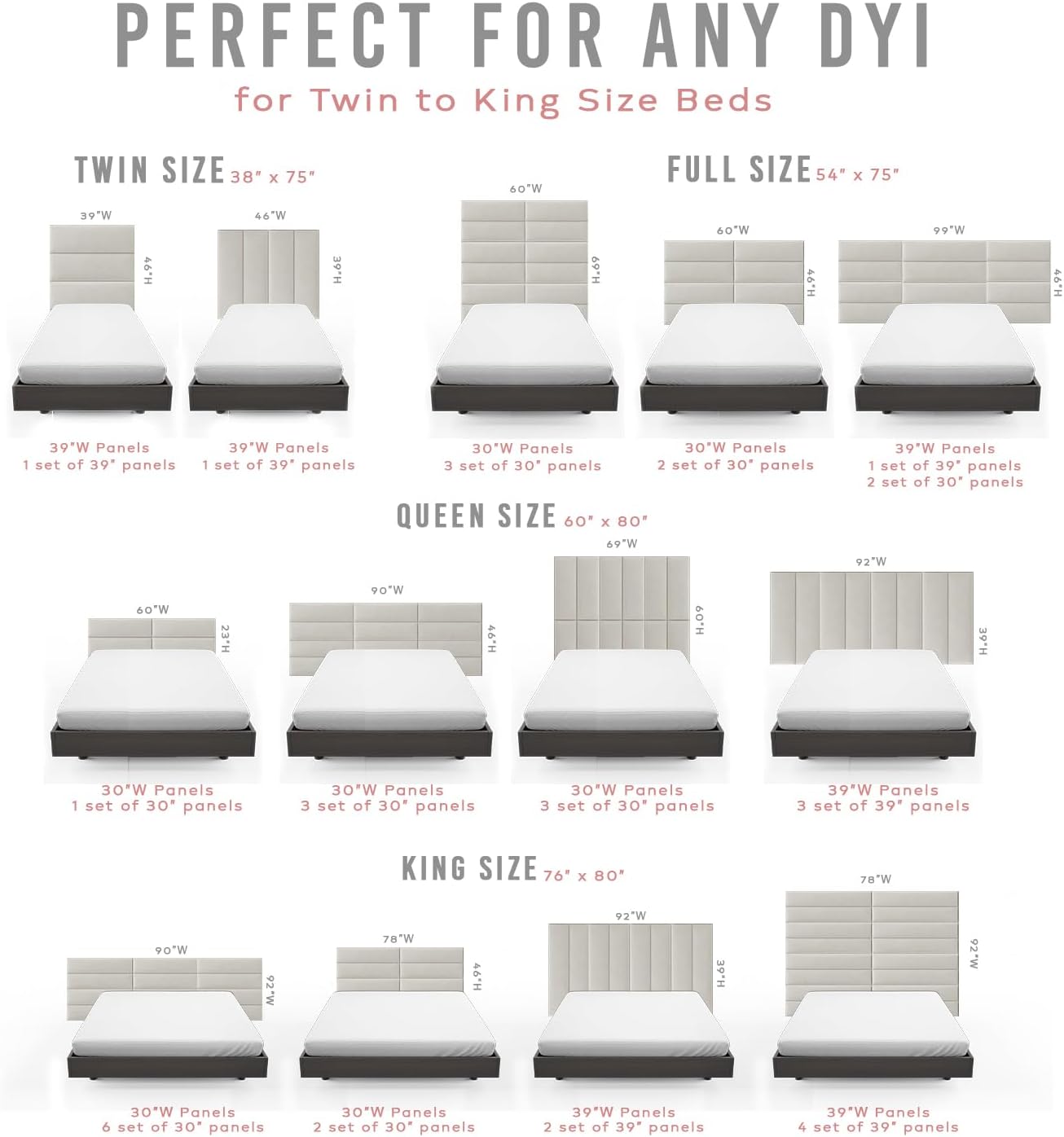 Vänt Upholstered Wall Mounted Headboard Panels -Isabelle Layout - 60' X 23'-Configuration of 4 Individual Panels - Recommended for Queen-Full - Metallic/Gold