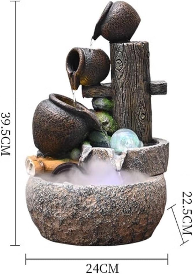 Tabletop Fountain Waterfall Desktop Fountains Rockery and Flowing Water Ornaments Circulating Waterscape Decoration