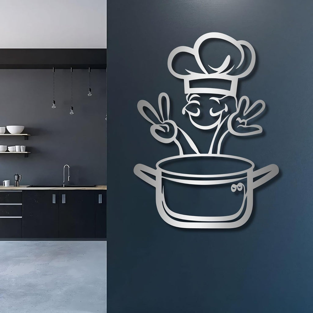 KingGenius Kitchen Metal Wall Art,Chef Restaurant Wall Decor,Home Kitchen Gifts (Black, 22'x30'/56x76cm, Metal Wall Art)