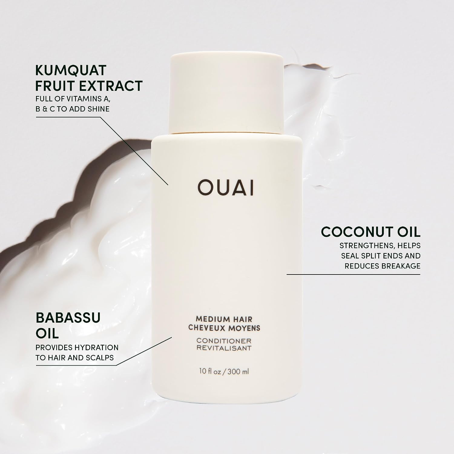 OUAI Medium Hair Bundle - Shampoo (10 Oz), Conditioner (10 Oz) & Hair Treatment Masque (8 Fl Oz) with Shea Butter, Keratin and Panthenol - Paraben, Phthalate and Sulfate Free
