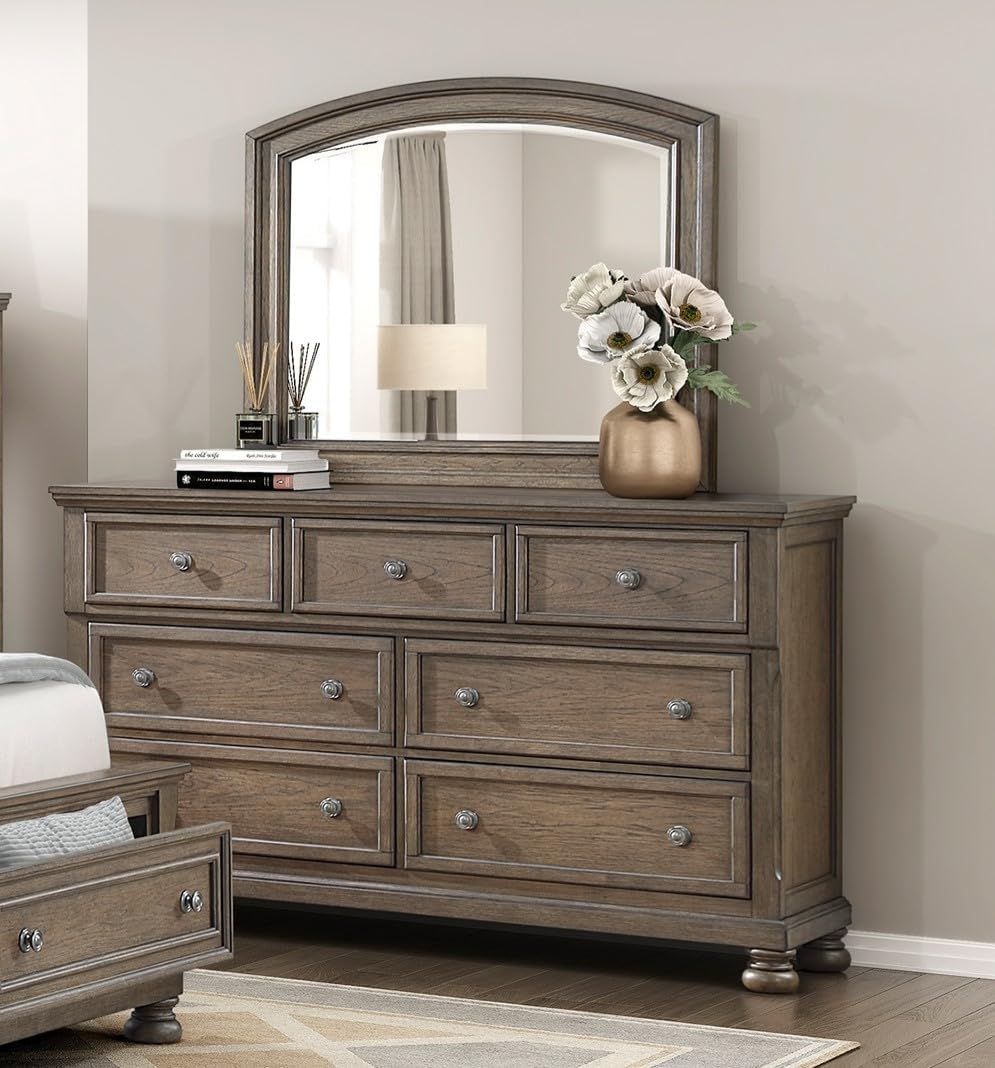 Traditional 6pc Bedroom Set Queen Size Platform Storage Bed Sleigh Headboard Classic Antique Brown Finish Furniture