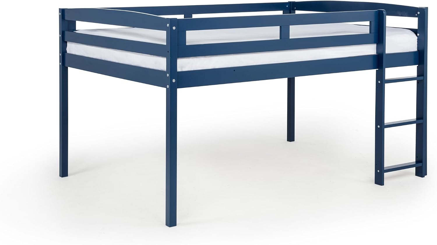 Camaflexi Tribeca Wood Low Loft Bed Frame / 14 Wood Slats Support and 1 Center Support/No Box Spring Necessary/Easy Assembly/Full - Blue