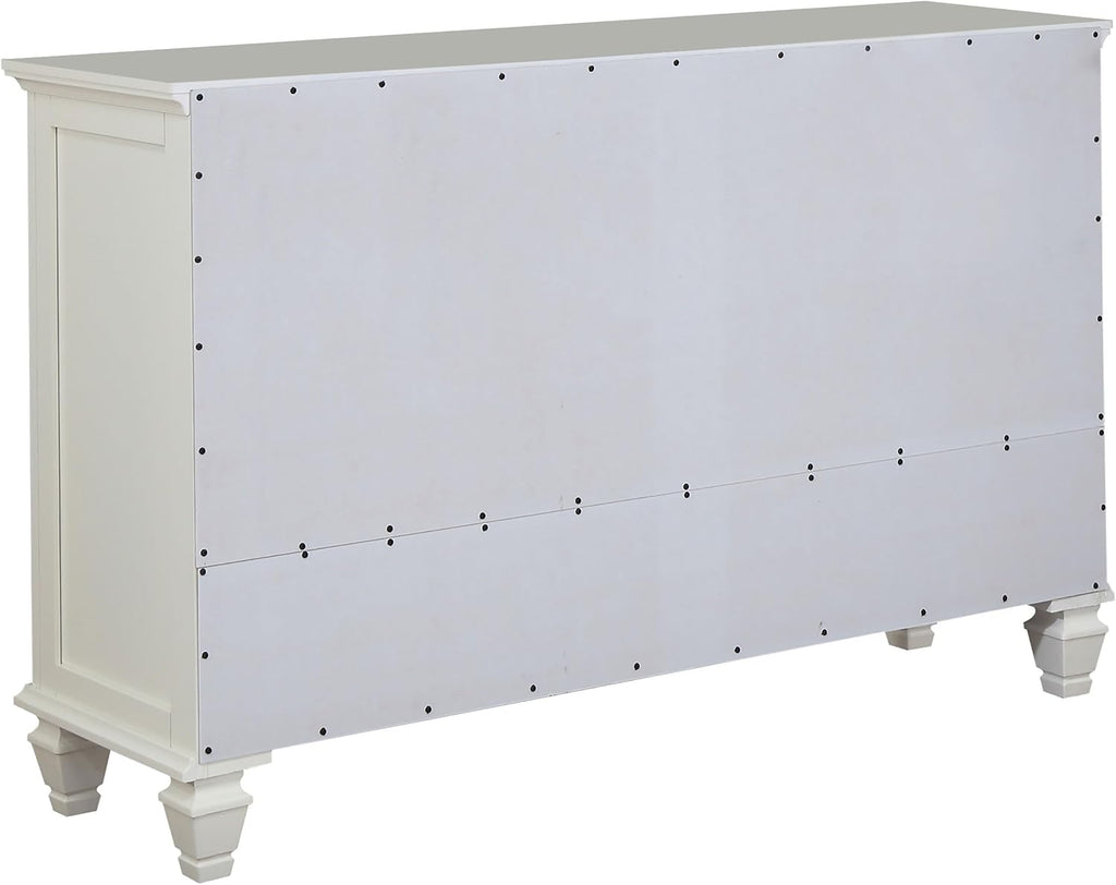 Coaster Home Furnishings Sandy Beach Coastal 5-Piece Bedroom Set Eastern King Size Storage Panel Bed Frame 57-inch Headboard Cream White 201309KE-S5