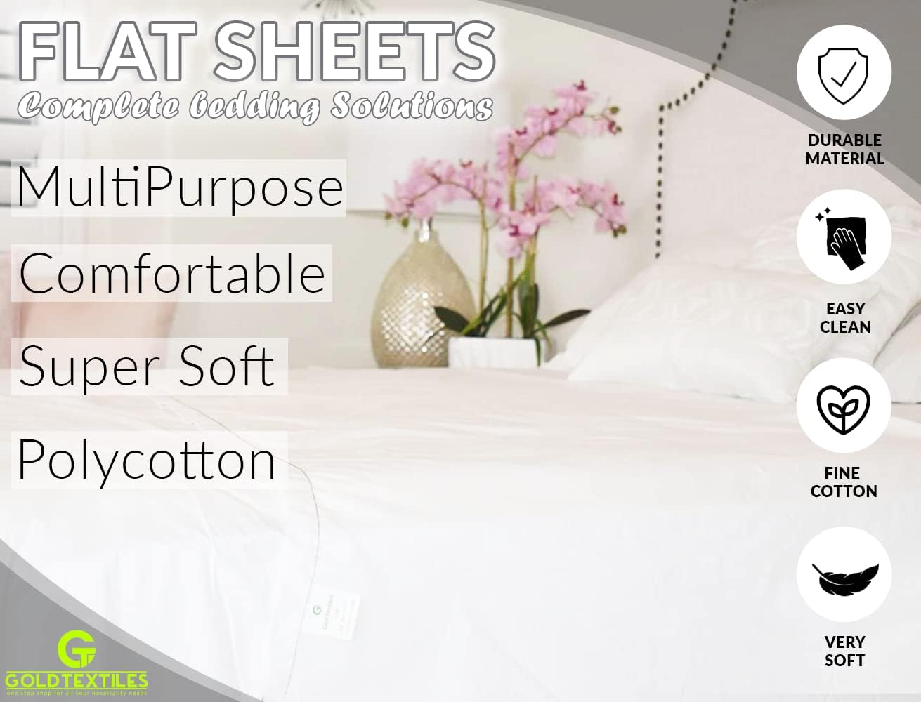 Twin Flat Sheet Pack of 12 Bulk (66 x 108 Inches) White Polycotton T-200 Percale Weave - Top Bed Sheet for Home Bedding, Hospital, Massage Table Hotel, Easy Care, Soft Feel (12, Twin T-200 Flat Sheet)