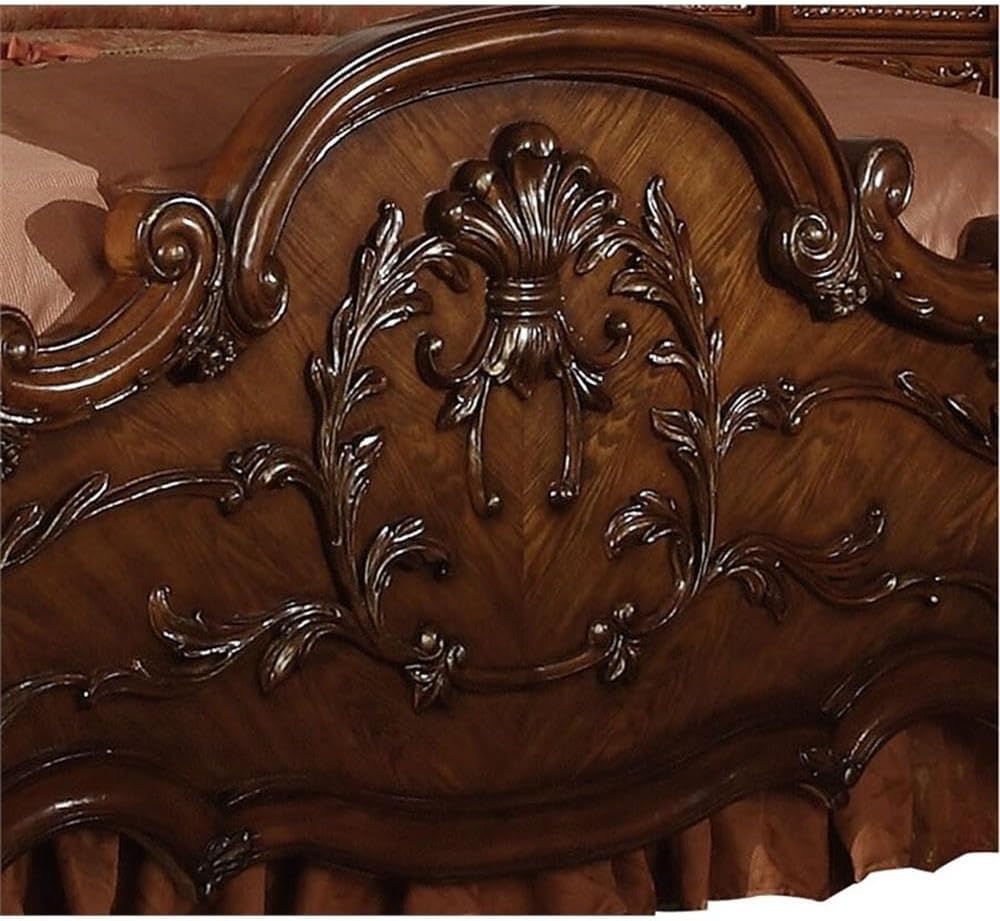 Acme Dresden Queen Wooden Panel Bed in Cherry Oak